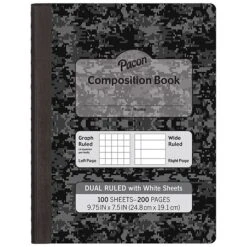 Pacon® Composition Book, Dual Ruled, White Pages, 9.75" X 7.5", Gray, Pack Of 6 (PACMMK37164)