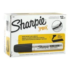 Sharpie Pro King Size Permanent Marker, Chisel Tip, Black Ink, Dozen (15001)