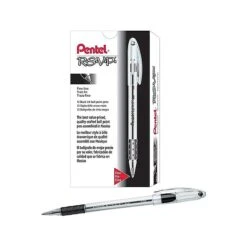Pentel R.S.V.P. Ballpoint Pens, Fine Point, Black Ink, 12/Pack (BK90-A)