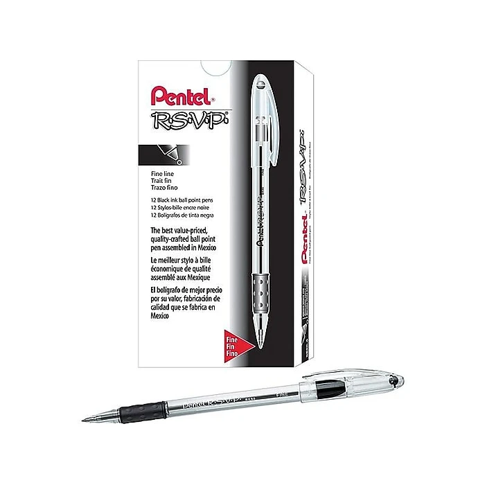 Pentel R.S.V.P. Ballpoint Pens, Fine Point, Black Ink, 12/Pack (BK90-A) Pentel R.S.V.P. Ballpoint Pens, Fine Point, Black Ink, 12/Pack (BK90-A) -Office Supply Shop sp41816303 sc7