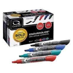 Quartet EnduraGlide Dry Erase Markers, Chisel Tip, Assorted, 12/Pack (5001-18M)