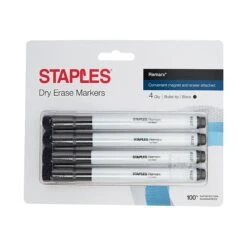 Staples Remarx Dry Erase Markers, Bullet Point, Black, 4/Pack (29326) -Office Supply Shop sp41817014 sc7