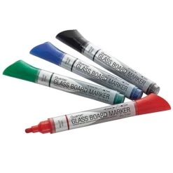 Quartet Glass Board Dry Erase Markers, Bullet Tip, Assorted, 4/Pack (79552)