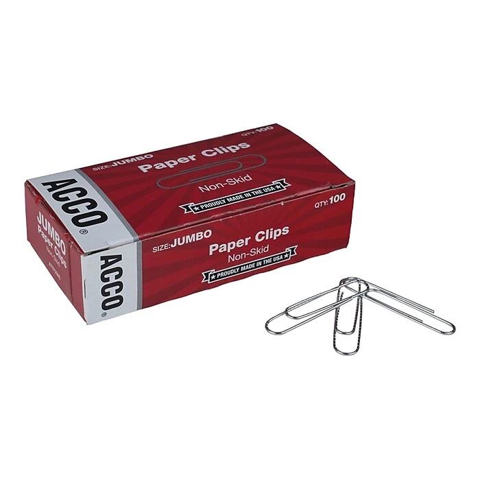 ACCO Economy Jumbo Paper Clips, Silver, 100/Box (A7072585) ACCO Economy Jumbo Paper Clips, Silver, 100/Box (A7072585) -Office Supply Shop sp42124399 sc7