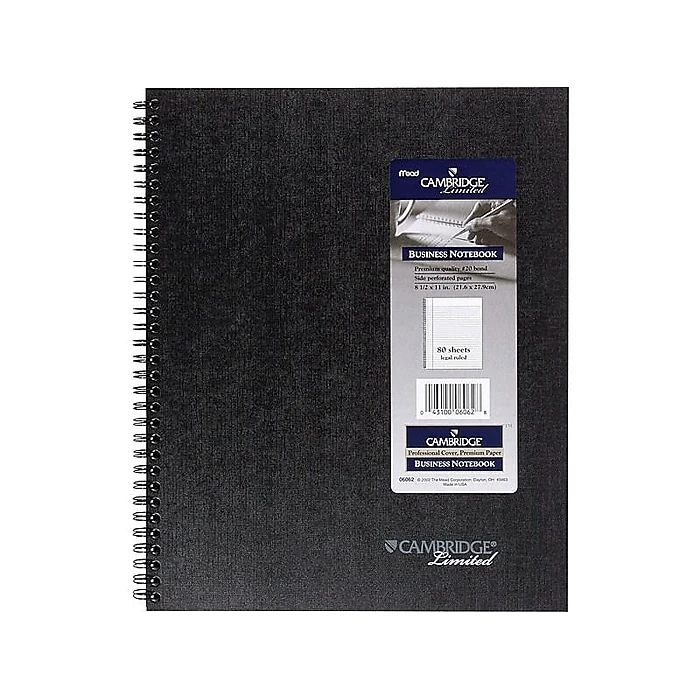 Cambridge Professional Notebook, 8.5" x 11", Legal Ruled, 80 Sheets, Black (06062) Cambridge Professional Notebook, 8.5" X 11", Legal Ruled, 80 Sheets, Black (06062) -Office Supply Shop sp42127301 sc7