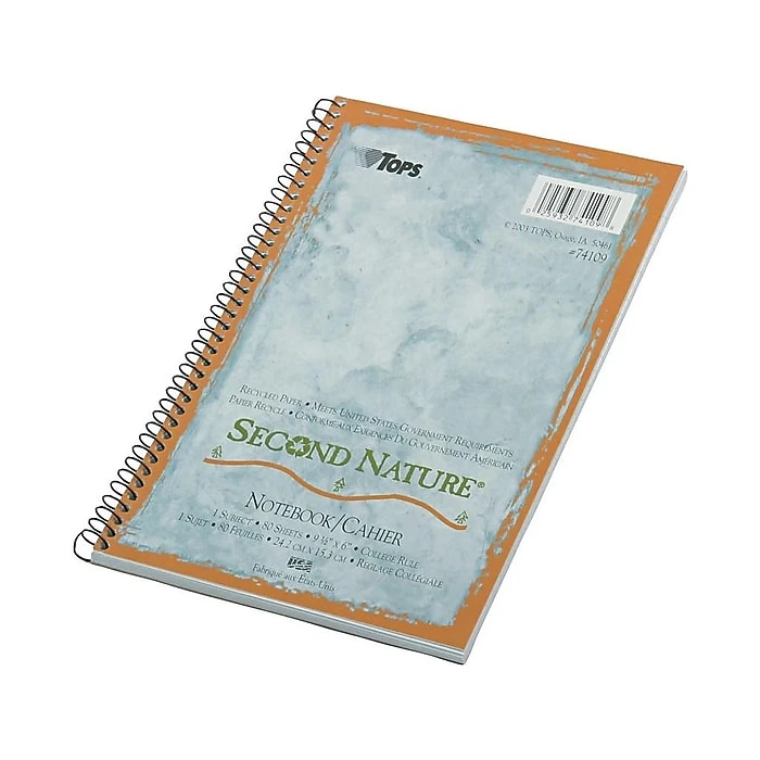 TOPS Second Nature 1-Subject Notebook, 6" x 9.5", College Ruled, 80 Sheets, Light Blue (TOP 74109) TOPS Second Nature 1-Subject Notebook, 6" X 9.5", College Ruled, 80 Sheets, Light Blue (TOP 74109) -Office Supply Shop sp42174044 sc7