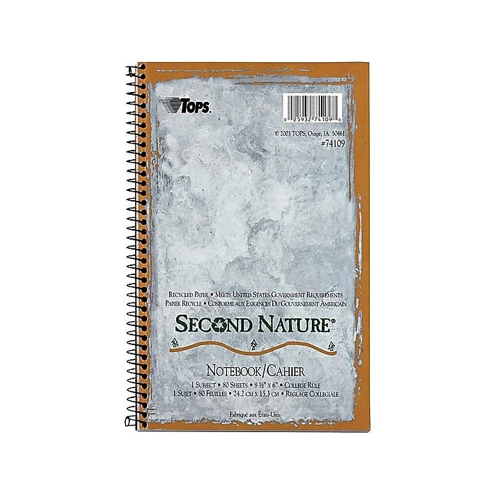 TOPS Second Nature 1-Subject Notebook, 6" x 9.5", College Ruled, 80 Sheets, Light Blue (TOP 74109) TOPS Second Nature 1-Subject Notebook, 6" X 9.5", College Ruled, 80 Sheets, Light Blue (TOP 74109) -Office Supply Shop sp42174048 sc7