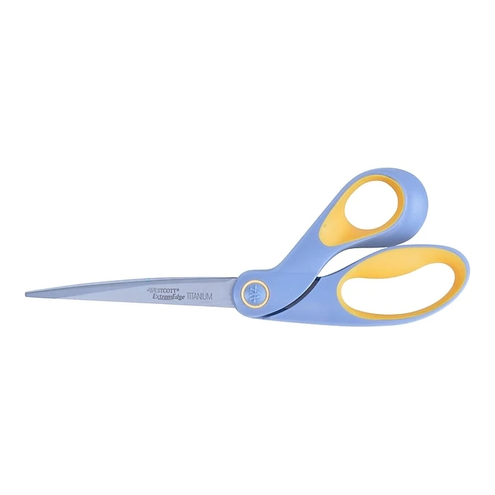 Westcott® Bent ExtremEdge Adjustable Tension Titanium Bonded® 9" Scissors, Blunt Tip, Gray/Yellow (14669) Westcott® Bent ExtremEdge Adjustable Tension Titanium Bonded® 9" Scissors, Blunt Tip, Gray/Yellow (14669) -Office Supply Shop sp42717176 sc7