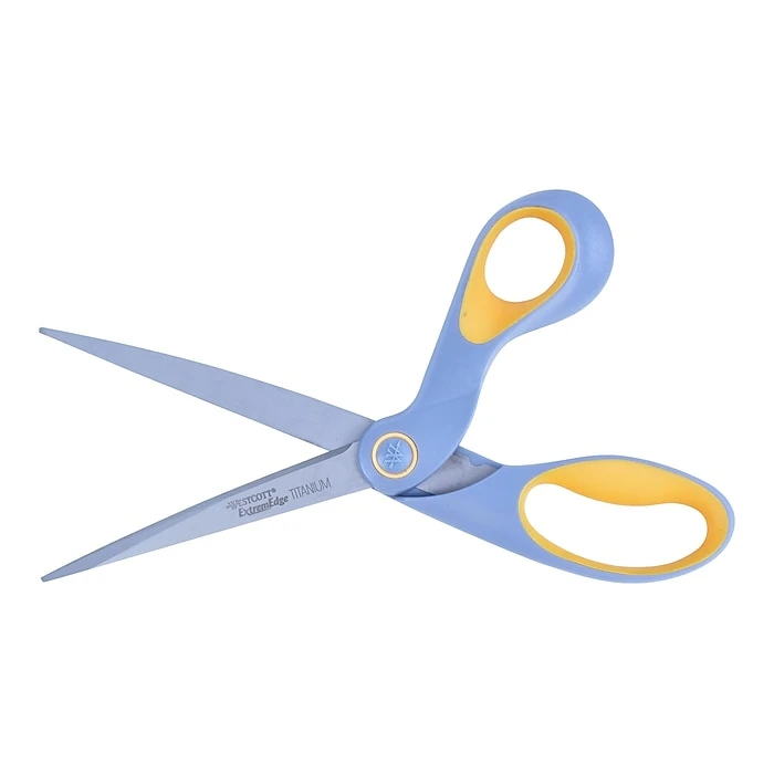Westcott® Bent ExtremEdge Adjustable Tension Titanium Bonded® 9" Scissors, Blunt Tip, Gray/Yellow (14669) Westcott® Bent ExtremEdge Adjustable Tension Titanium Bonded® 9" Scissors, Blunt Tip, Gray/Yellow (14669) -Office Supply Shop sp42717177 sc7
