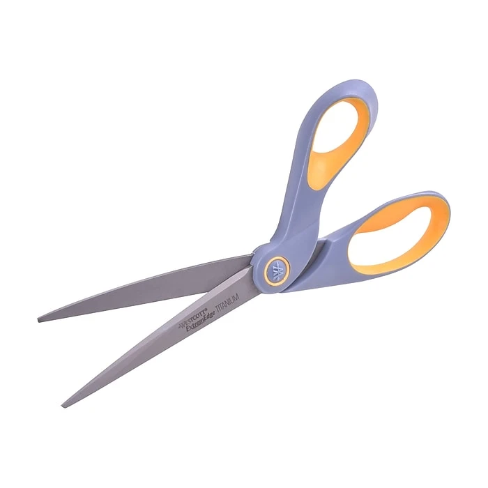 Westcott® Bent ExtremEdge Adjustable Tension Titanium Bonded® 9" Scissors, Blunt Tip, Gray/Yellow (14669) Westcott® Bent ExtremEdge Adjustable Tension Titanium Bonded® 9" Scissors, Blunt Tip, Gray/Yellow (14669) -Office Supply Shop sp42717179 sc7