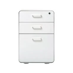 Poppin Stow 3-Drawer Vertical File Cabinet, Mobile/Pedestal, White, Letter/Legal, 20"D (100425) -Office Supply Shop sp42717550 sc7