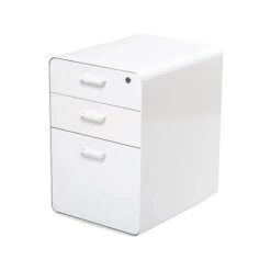 Poppin Stow 3-Drawer Vertical File Cabinet, Mobile/Pedestal, White, Letter/Legal, 20"D (100425) -Office Supply Shop sp42717551 sc7