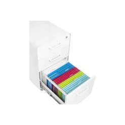 Poppin Stow 3-Drawer Vertical File Cabinet, Mobile/Pedestal, White, Letter/Legal, 20"D (100425) -Office Supply Shop sp42717555 sc7