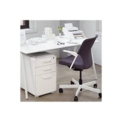 Poppin Stow 3-Drawer Vertical File Cabinet, Mobile/Pedestal, White, Letter/Legal, 20"D (100425) -Office Supply Shop sp42717556 sc7