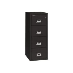 FireKing Classic 4-Drawer Vertical File Cabinet, Fire Resistant, Letter, Black, 25.06"D (4-1825-CBL)
