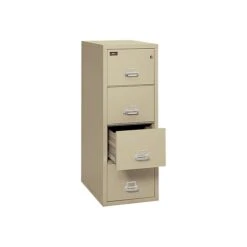 FireKing 2 Hour Rated 4-Drawer Vertical File Cabinet, Fire Resistant, Letter, Beige, 31.19"D (4-1956-2PA)