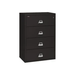 FireKing Classic 4-Drawer Lateral File Cabinet, Fire Resistant, Letter/Legal, Black, 37.5"W (4-3822-CBL)