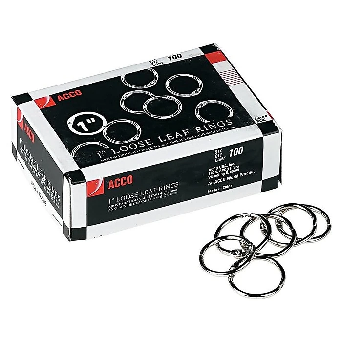ACCO Book Rings, Silver, 100/Box (A7072202) ACCO Book Rings, Silver, 100/Box (A7072202) -Office Supply Shop sp43812501 sc7
