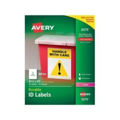 Avery Durable Laser Identification Labels, 8 1/2" X 11", White, 50 Labels Per Pack (6575)