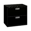 HON Brigade 600 Series 2-Drawer Lateral File Cabinet, Locking, Letter/Legal, Black, 30"W (H672.L.P)