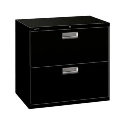 HON Brigade 600 Series 2-Drawer Lateral File Cabinet, Locking, Letter/Legal, Black, 30"W (H672.L.P)