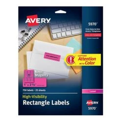 Avery Laser Address Labels, 1" X 2 5/8", Neon Green, 30 Labels/Sheet, 25 Sheets/Pack, 750 Labels/Pack (5971) -Office Supply Shop sp44923179 sc7