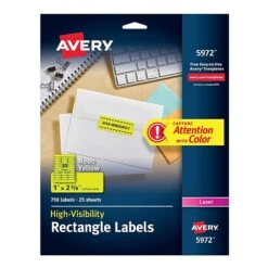 Avery Laser Address Labels, 1" X 2 5/8", Neon Green, 30 Labels/Sheet, 25 Sheets/Pack, 750 Labels/Pack (5971) -Office Supply Shop sp44923182 sc7