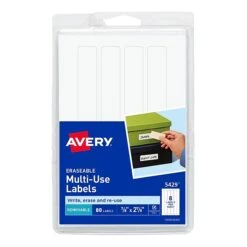 Avery White Erasable ID Labels, 7/8" X 2 7/8" (5429)