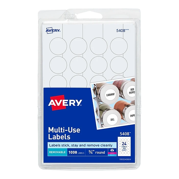 Avery Laser/Inkjet Color Coding Labels, 3/4" Dia., White, 1008 Labels Per Pack (5408) Avery Laser/Inkjet Color Coding Labels, 3/4" Dia., White, 1008 Labels Per Pack (5408) -Office Supply Shop sp44923209 sc7