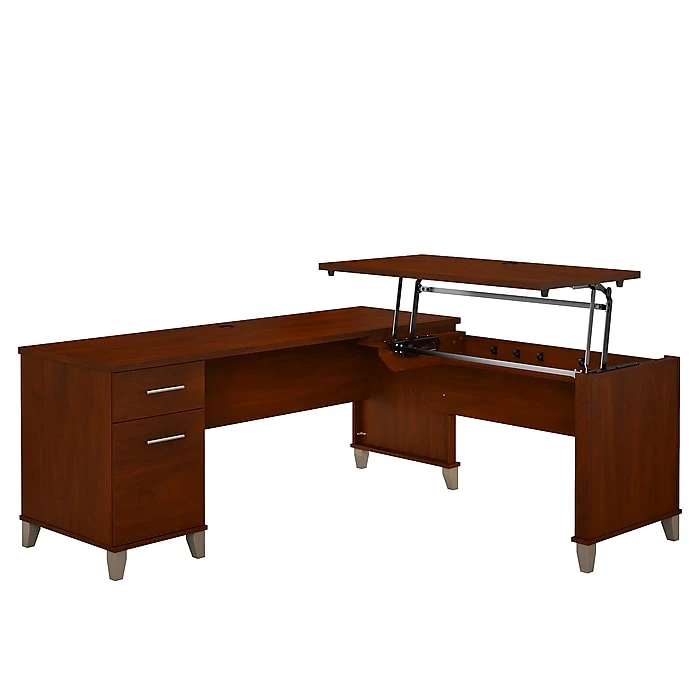 Bush Furniture Somerset 72W 3 Position Sit to Stand L Shaped Desk, Hansen Cherry (SET014HC) Bush Furniture Somerset 72W 3 Position Sit To Stand L Shaped Desk, Hansen Cherry (SET014HC) -Office Supply Shop sp45060319 sc7