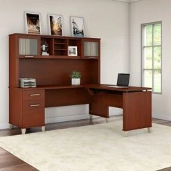 Bush Furniture Somerset 72W 3 Position Sit To Stand L Shaped Desk With Hutch, Hansen Cherry (SET015HC) -Office Supply Shop sp45060427 sc7
