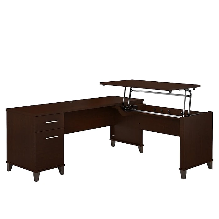 Bush Furniture Somerset 72W 3 Position Sit to Stand L Shaped Desk, Mocha Cherry (SET014MR) Bush Furniture Somerset 72W 3 Position Sit To Stand L Shaped Desk, Mocha Cherry (SET014MR) -Office Supply Shop sp45060480 sc7