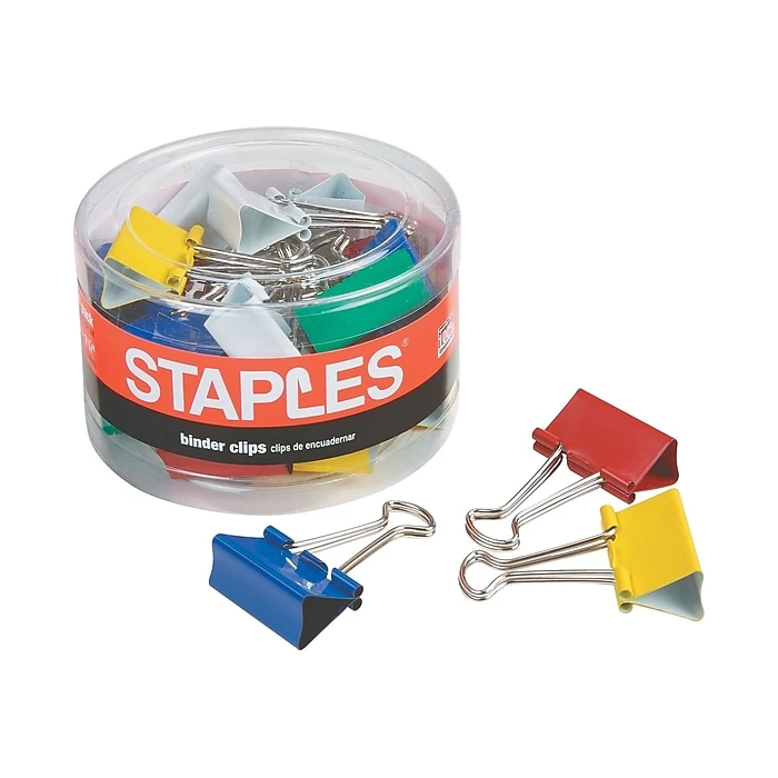 Staples 1.25" Binder Clips, Medium, Assorted, 24/Pack (15344) Staples 1.25" Binder Clips, Medium, Assorted, 24/Pack (15344) -Office Supply Shop sp45960528 sc7