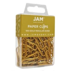 JAM Paper® Colored Standard Paper Clips, Small 1 Inch, Gold Paperclips, 2 Packs Of 100 (21832058a) -Office Supply Shop sp4813714 sc7