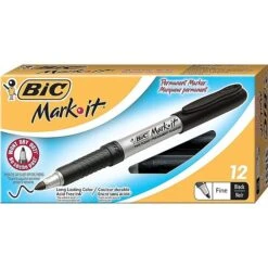 BIC Mark-It Permanent Markers, Fine Tip, Black, 12 Markers/Pack, 18 Packs/Carton (GPM11BLK) -Office Supply Shop sp50518724 sc7