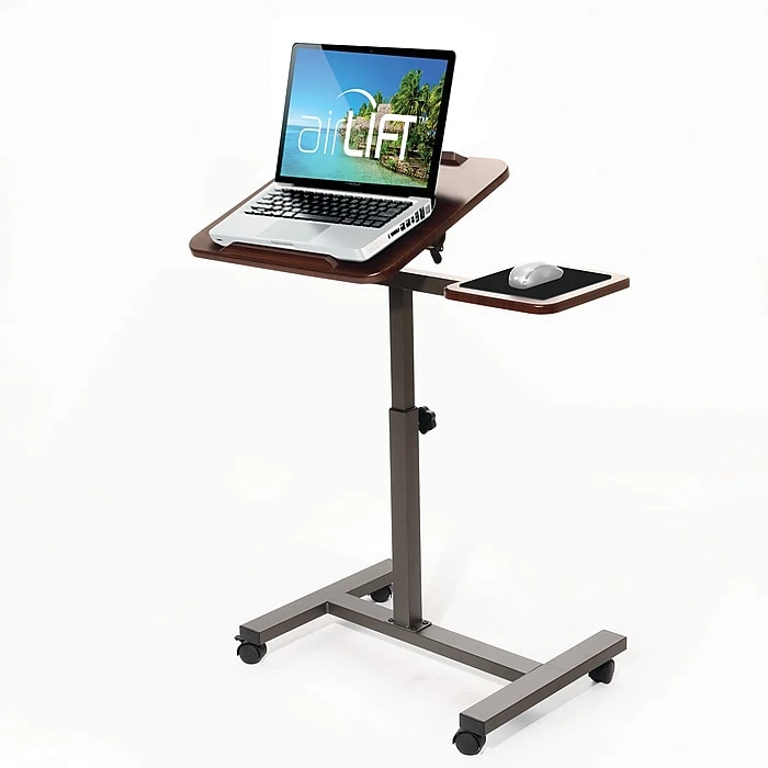 Seville Classics Airlift 40"H Tilting Sit-Stand Computer Desk Cart with Mouse Pad Table, Walnut (WEB234) Seville Classics Airlift 40"H Tilting Sit-Stand Computer Desk Cart With Mouse Pad Table, Walnut (WEB234) -Office Supply Shop sp50744647 sc7