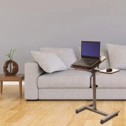 Seville Classics Airlift 40"H Tilting Sit-Stand Computer Desk Cart With Mouse Pad Table, Walnut (WEB234) 3 Seville Classics Airlift 40"H Tilting Sit-Stand Computer Desk Cart With Mouse Pad Table, Walnut (WEB234) -Office Supply Shop sp50744650 sc7