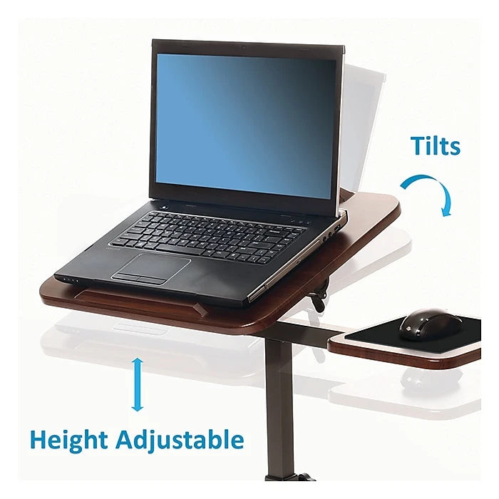 Seville Classics Airlift 40"H Tilting Sit-Stand Computer Desk Cart with Mouse Pad Table, Walnut (WEB234) Seville Classics Airlift 40"H Tilting Sit-Stand Computer Desk Cart With Mouse Pad Table, Walnut (WEB234) -Office Supply Shop sp50744651 sc7