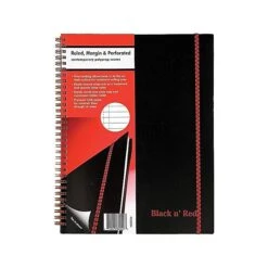 Oxford Black N' Red 1-Subject Professional Notebook, 8.5" X 11", Wide Ruled, 70 Sheets, Black (K66652)