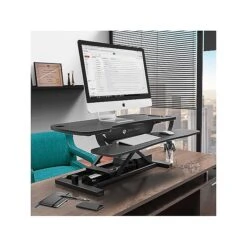 VersaDesk PowerPro 36"W Electric Sit To Stand Desktop Converter With Keyboard Tray & USB Port, Black (SP7643624-00-01) -Office Supply Shop sp50988096 sc7