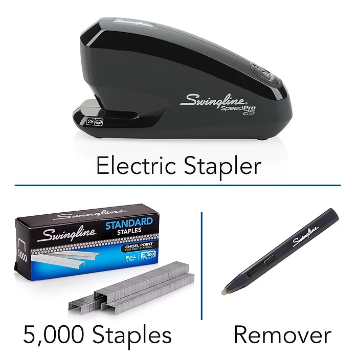 Swingline Speed Pro™ Electric Stapler Value Pack (Premium Staples & Staple Remover Included), 25 Sheet Capacity, Black (42140) Swingline Speed Pro™ Electric Stapler Value Pack (Premium Staples & Staple Remover Included), 25 Sheet Capacity, Black (42140) -Office Supply Shop sp56867797 sc7