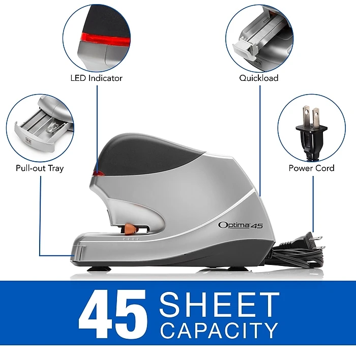 Swingline® Optima® Electric Stapler Value Pack (High Capacity Staples & Remover), 45 Sheet Capacity, Silver (48209) Swingline® Optima® Electric Stapler Value Pack (High Capacity Staples & Remover), 45 Sheet Capacity, Silver (48209) -Office Supply Shop sp56868036 sc7