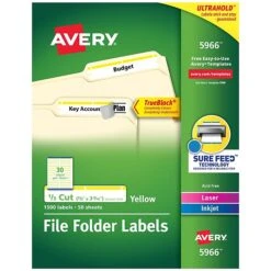 Avery TrueBlock Laser/Inkjet File Folder Labels, 2/3" X 3 7/16", Red, 1500 Labels Per Pack (5066) -Office Supply Shop sp57017568 sc7