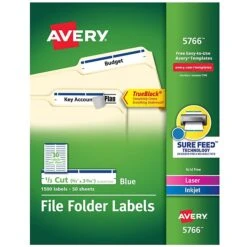 Avery TrueBlock Laser/Inkjet File Folder Labels, 2/3" X 3 7/16", Red, 1500 Labels Per Pack (5066) -Office Supply Shop sp57018056 sc7