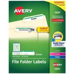 Avery TrueBlock Laser/Inkjet File Folder Labels, 2/3" X 3 7/16", Red, 1500 Labels Per Pack (5066) -Office Supply Shop sp57018077 sc7