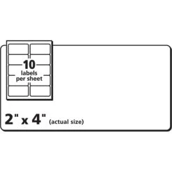 Avery TrueBlock Laser/Inkjet Shipping Labels, 2" X 4", White, 10 Labels/Sheet, 10 Sheets/Pack, 100 Labels/Box (18163) -Office Supply Shop sp57019159 sc7