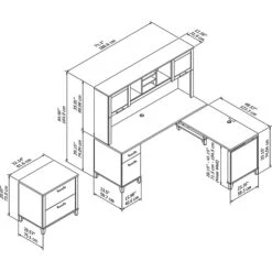 Bush Furniture Somerset 72W 3 Position Sit To Stand L Shaped Desk With Hutch And File Cabinet, Ash Gray (SET016AG) -Office Supply Shop sp58434567 sc7