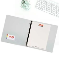 JAM Paper Standard 1.5" 3-Ring Flexible Poly Binder, Clear Glass Twill (762T15CL) 4 JAM Paper Standard 1.5" 3-Ring Flexible Poly Binder, Clear Glass Twill (762T15CL) -Office Supply Shop sp58557617 sc7
