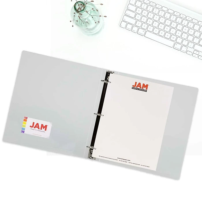 JAM Paper Standard 1.5" 3-Ring Flexible Poly Binder, Clear Glass Twill (762T15CL) JAM Paper Standard 1.5" 3-Ring Flexible Poly Binder, Clear Glass Twill (762T15CL) -Office Supply Shop sp58557617 sc7
