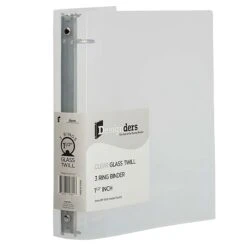 JAM Paper Standard 1.5" 3-Ring Flexible Poly Binder, Clear Glass Twill (762T15CL)